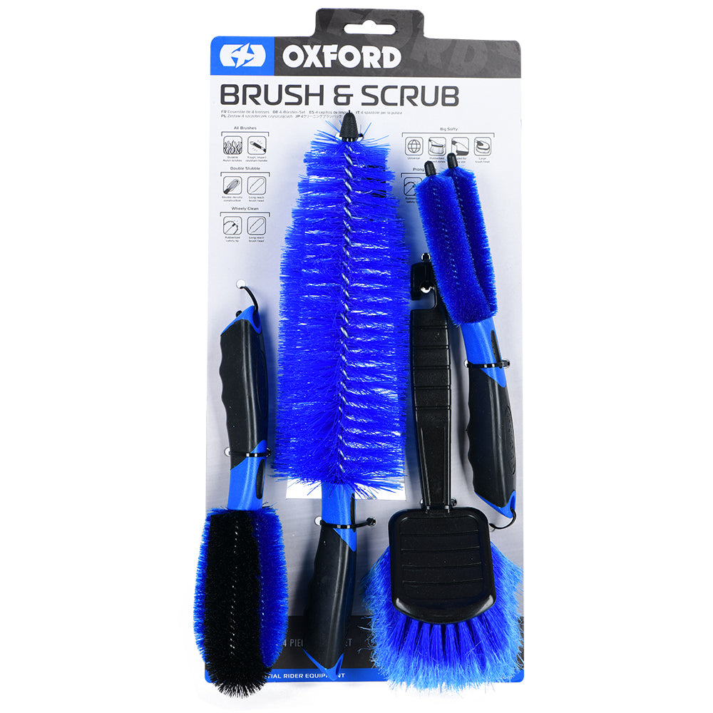 OXFORD BRUSH SCRUB SET MOTORCYCLE BIKE CLEANING BRUSHES KIT 4PC Hamtons Direct