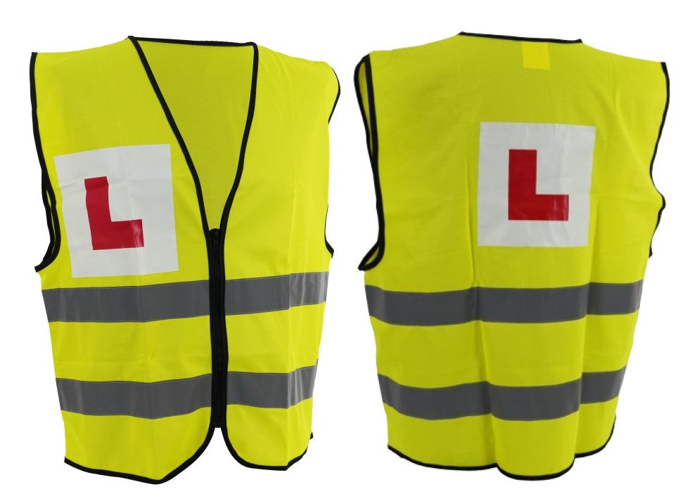 BRIGHT GILETL L PLATE VEST MOTORBIKE MOTORCYCLE CE HI VIZ SAFETY
