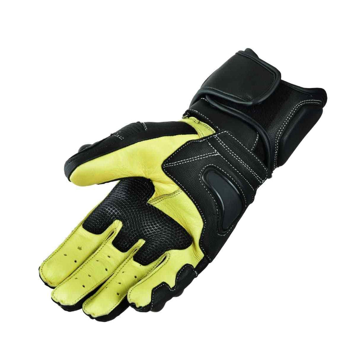 Mens Genuine Leather Motorcycle Motorbike Knuckle SPS Protection Racing Gloves - Hamtons Direct