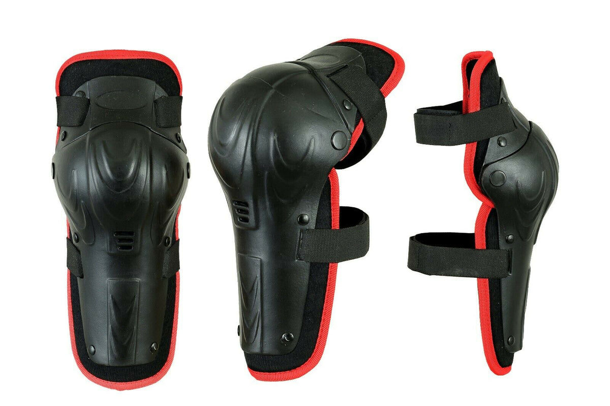 Kids Junior MX Motocross Hinged Knee Shin Pads Guard Protective Gear Body Armour - Hamtons Direct