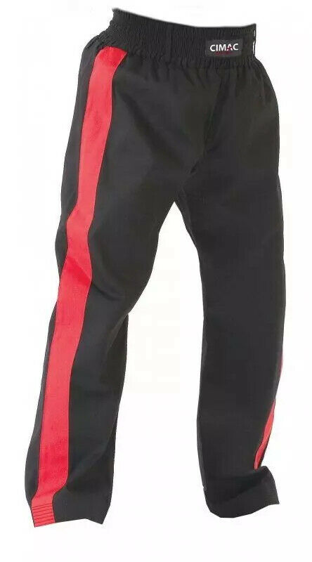 Cimac Kickboxing Trouser Black Red Stripe MMA Martial Arts Men Adults Kids - Hamtons Direct