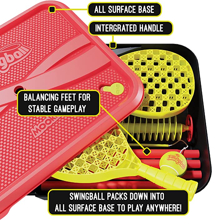 Mookie Swingball Classic All Surface Set: Outdoor Tennis Game with 2 Bats for Ages 6+