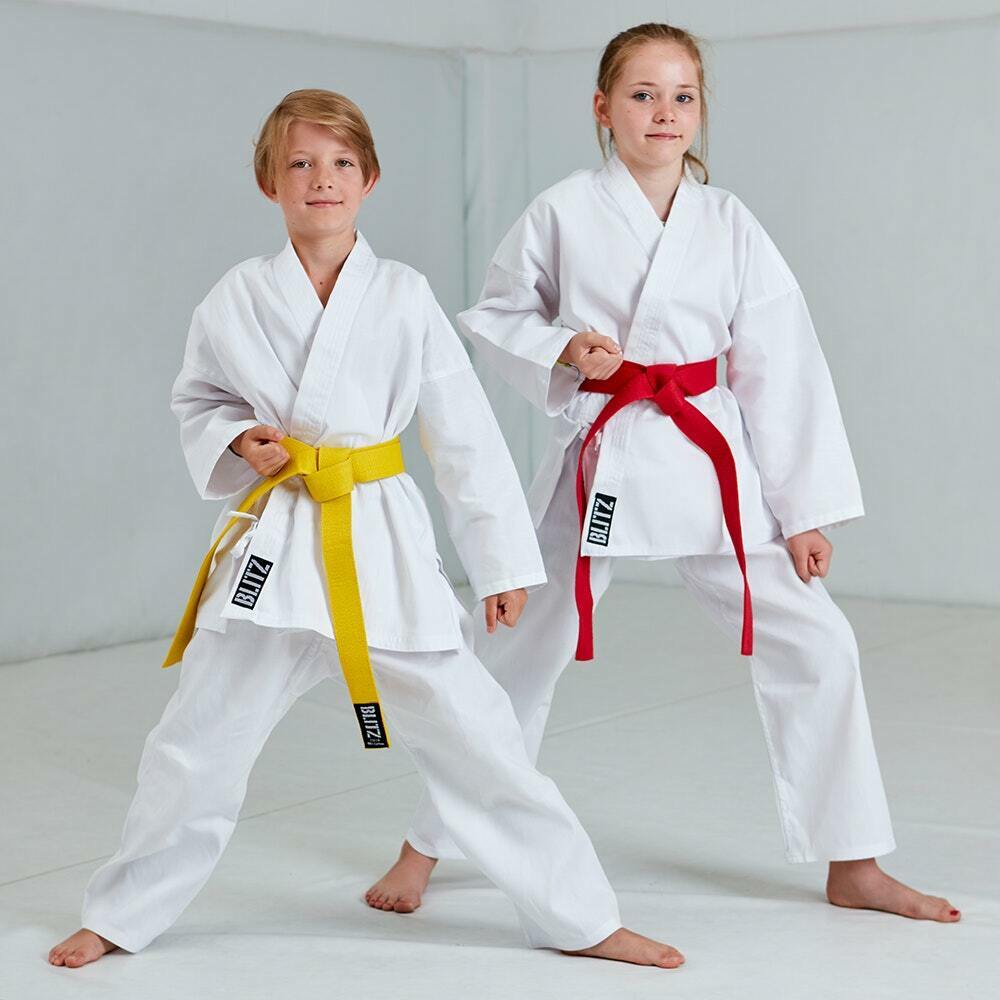 Blitz Kids Lightweight 6oz Karate Gi Children's Student Karate Aikido Uniform Free White Belt - Hamtons Direct