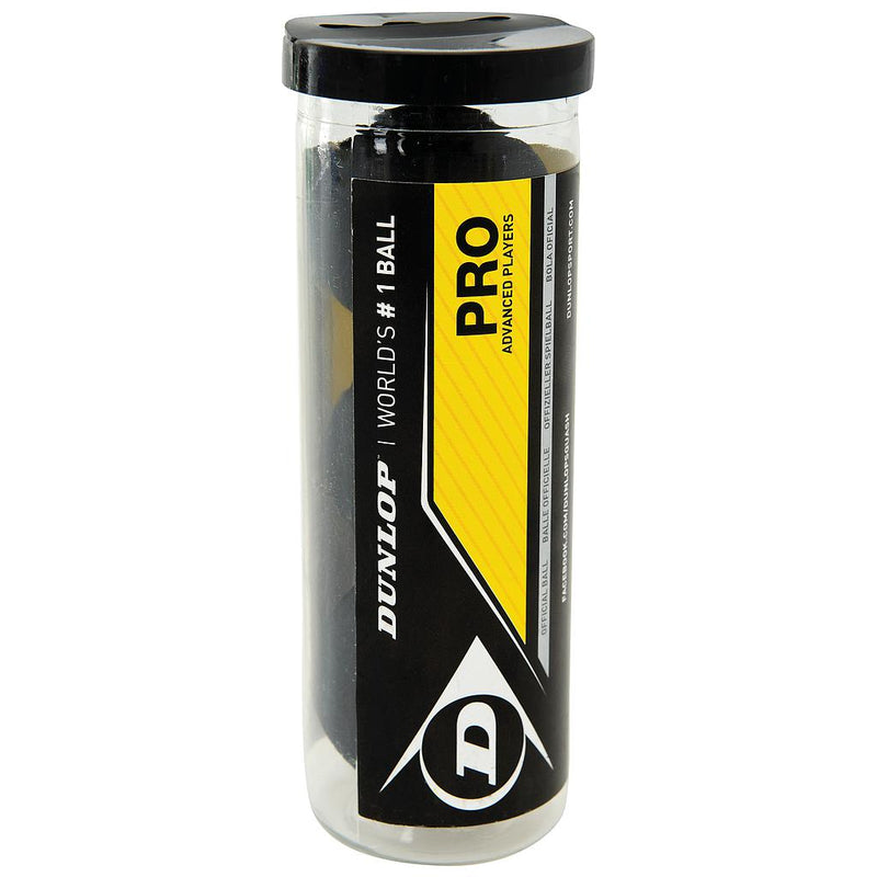 Dunlop Pro Squash Balls 3 Ball in Tube for Advanced Players Official Ball of WSF PSA WSA - Hamtons Direct