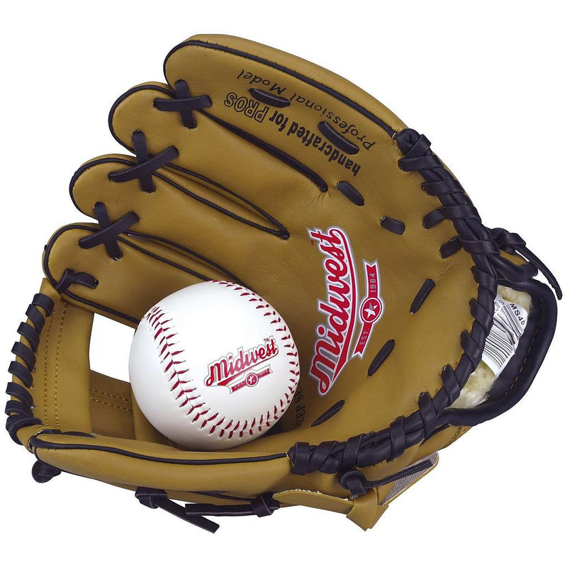 Midwest Baseball Glove & Ball Junior Beginners Boys Girls Players - Hamtons Direct