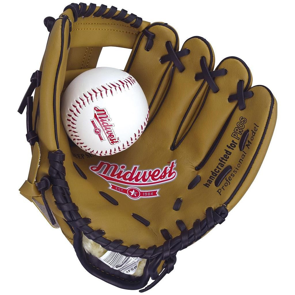 Midwest Baseball Glove & Ball Junior Beginners Boys Girls Players - Hamtons Direct