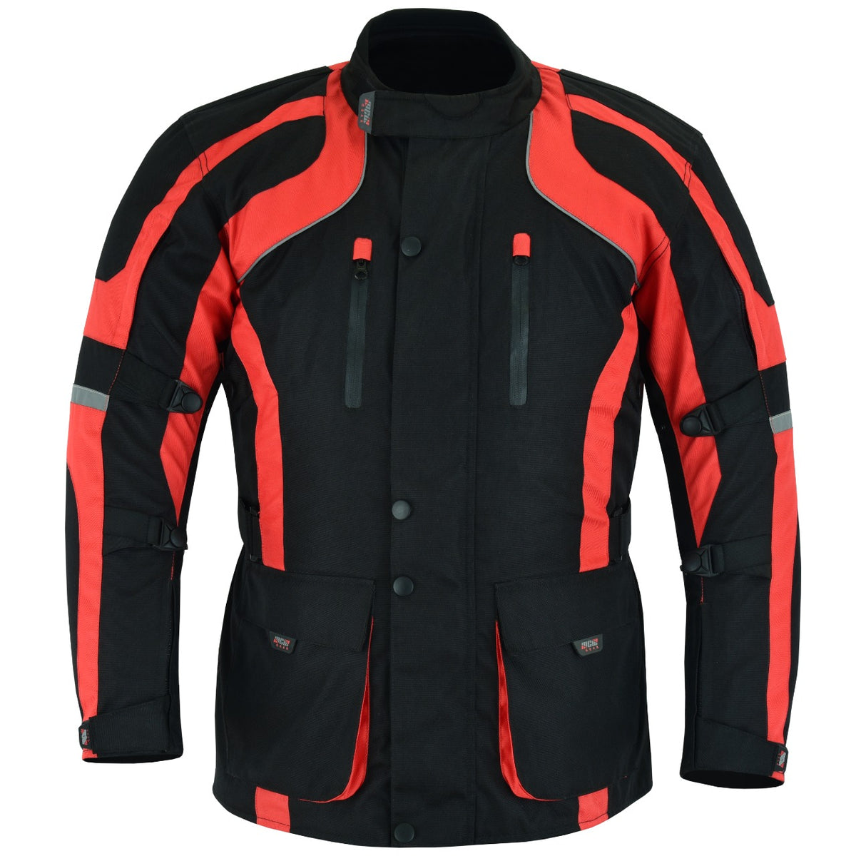 Mens Black Textile Cordura Waterproof Motorcycle Motorbike CE Armour Coat Jacket - Hamtons Direct