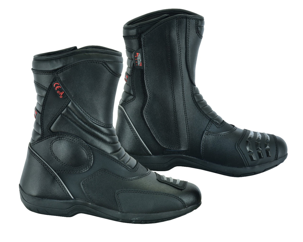 MCW Gear Black Leather Motorcycle Motorbike Waterproof Race Boots Winter New - Hamtons Direct