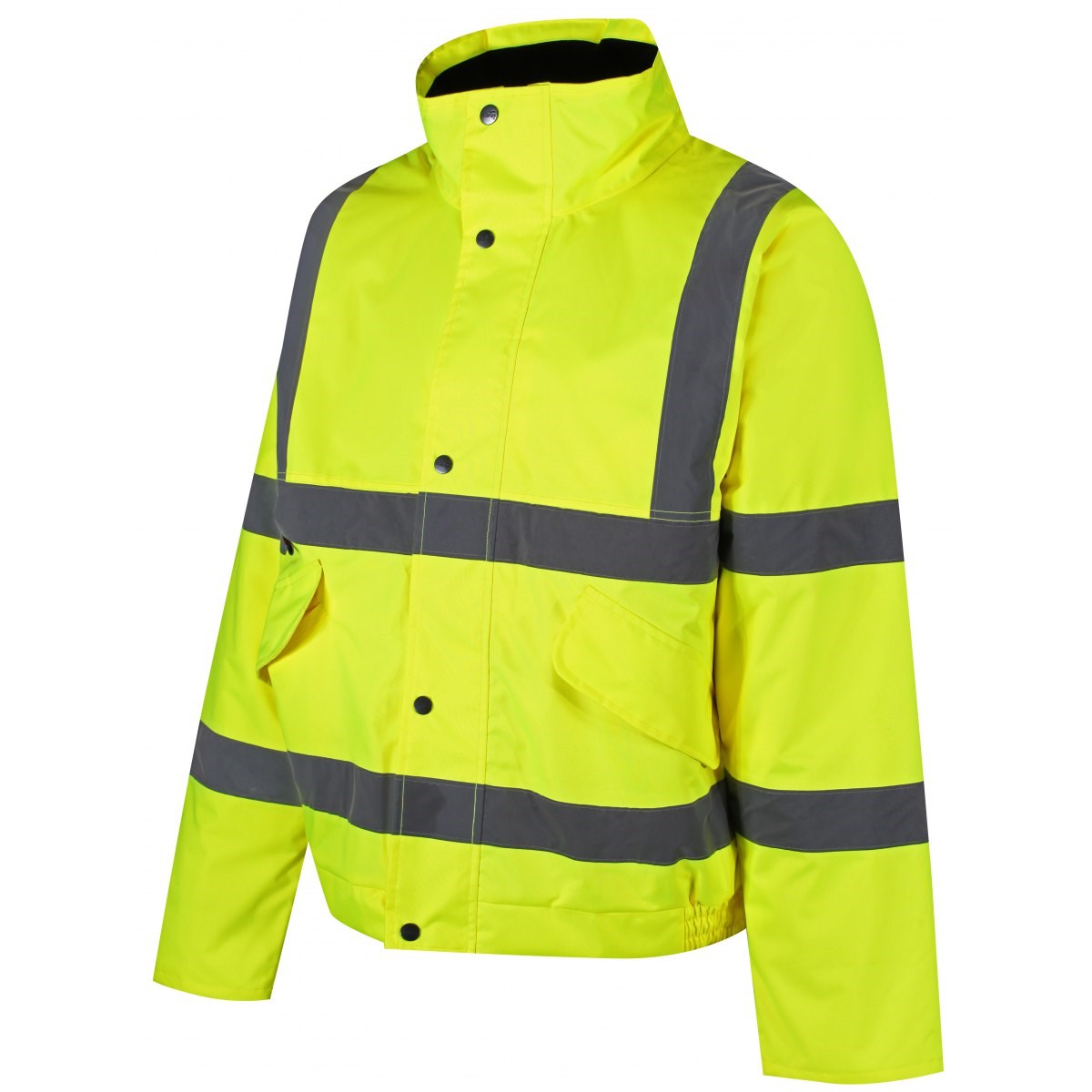 Traega Mens Hi Vis Viz Yellow Bomber Workwear Water Resistant Jacket Lined Padded Hood Safety - Hamtons Direct