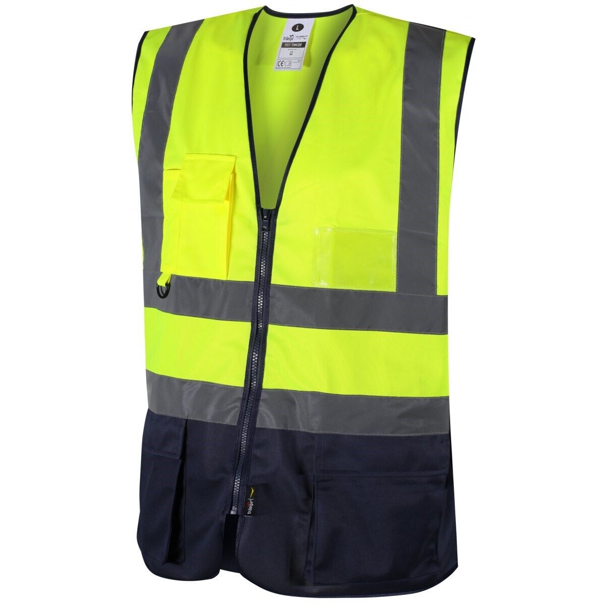 EXECUTIVE HI VIS VISIBILITY CONTRAST ID HOLDER WORK SAFETY MOTORCYCLE VEST WAISTCOAT