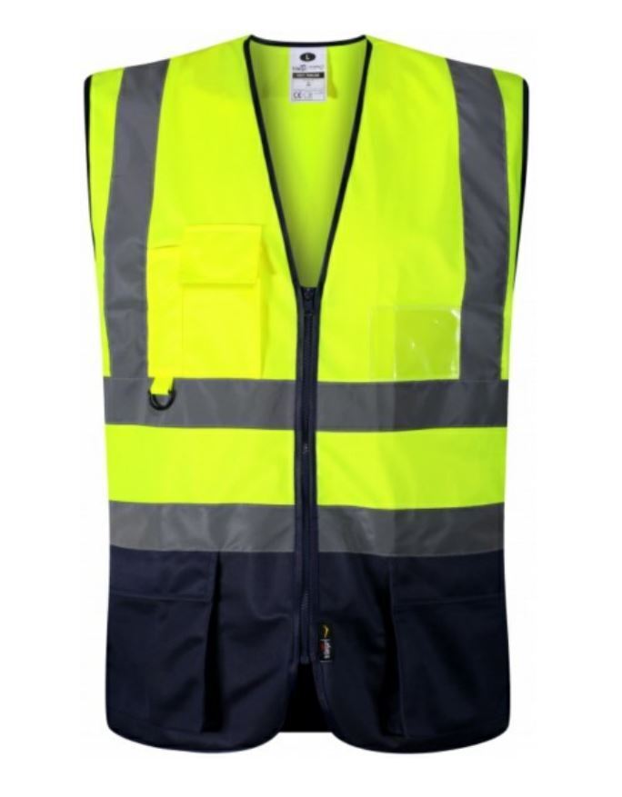 EXECUTIVE HI VIS VISIBILITY CONTRAST ID HOLDER WORK SAFETY MOTORCYCLE VEST WAISTCOAT