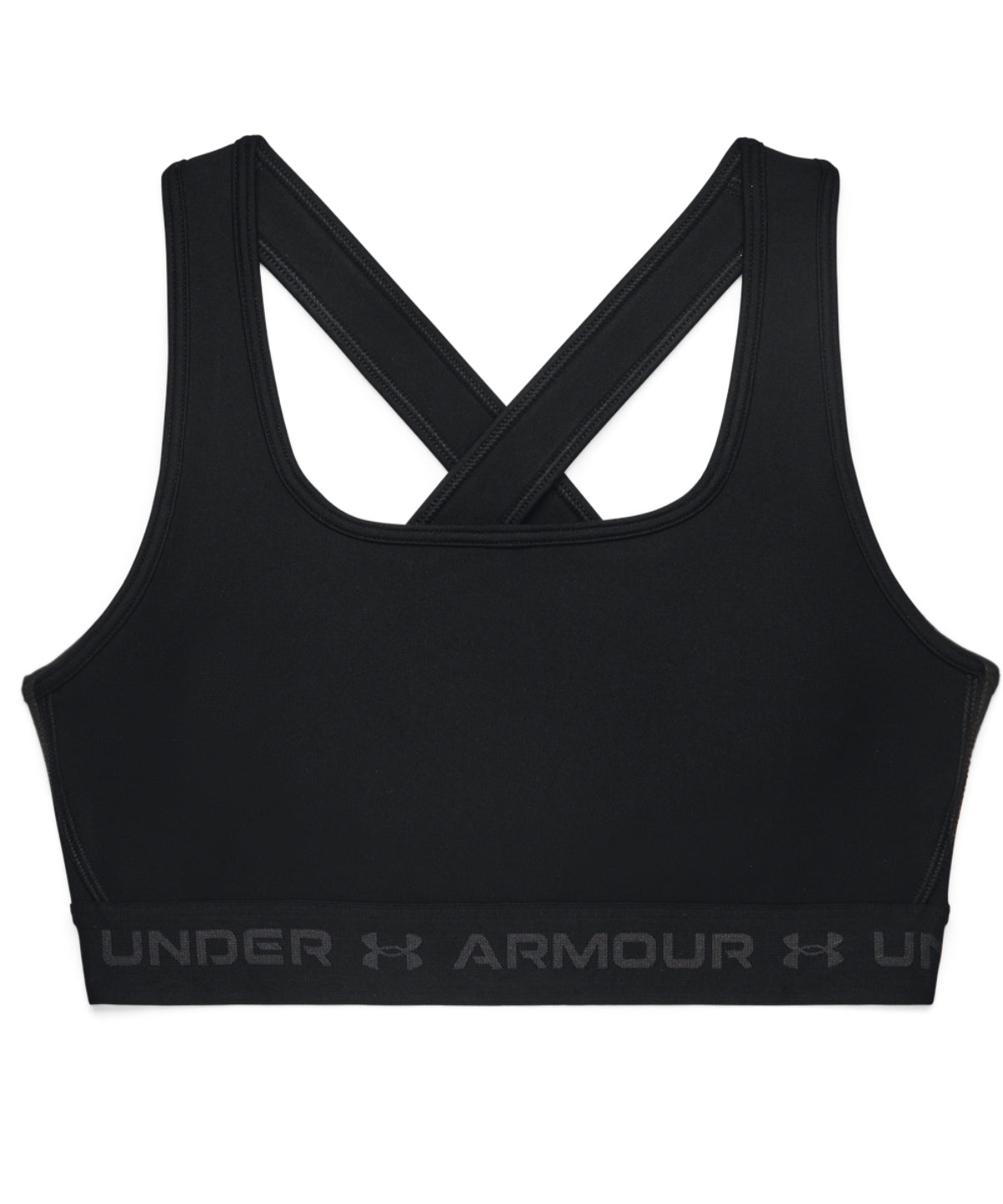Under Armour Mid Crossback Womens Sports Bra Black Compression Removable Cups - Hamtons Direct