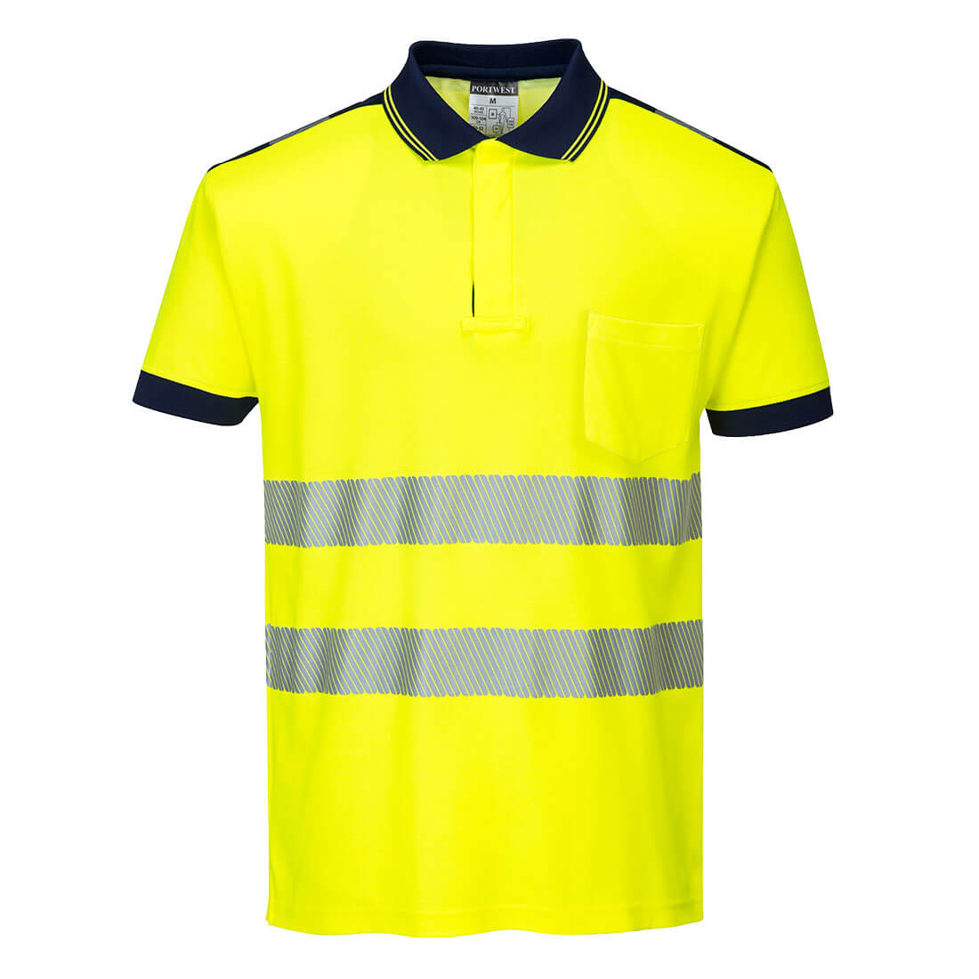 PORTWEST T180 PW3 HiVis Polo Shirt Short Sleeve Work CE Safety Top Comfort - Hamtons Direct