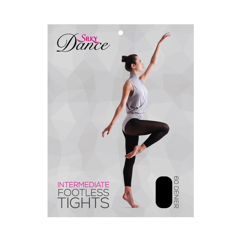 LADIES ADULT GIRL CHILD SILK FOOTLESS DANCE TIGHTS IN BLACK TAN