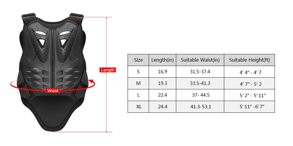 Cycling Skiing Riding Skateboarding Chest Back Spine Protector Armour Vest Gear - Hamtons Direct