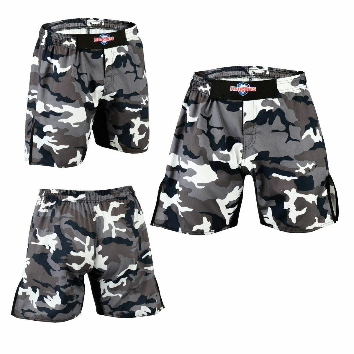 Fisticuffs Camo Grey MMA Boxing Fight Grappling Kick Cage Fighting Short Shorts - Hamtons Direct