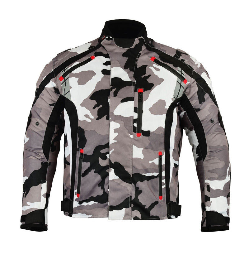 Mens MCW Gear Camo Motorcycle Motorbike Armour Textile Jacket CE Protector - Hamtons Direct