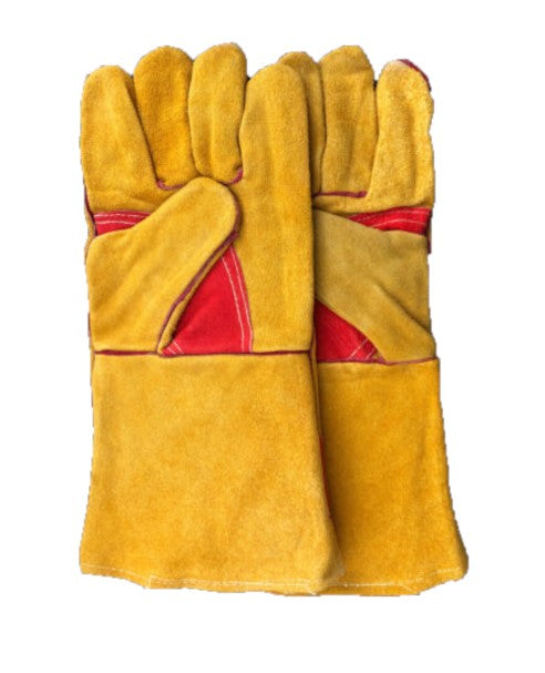 PARA-ARAMID LEATHER GLOVE WELDING REINFORCED GAUNTLET CE HAND PROTECTION - Hamtons Direct