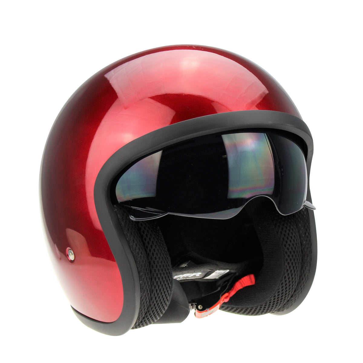 Viper RS-V06 Open Face Jet Tourer Retro Scooter Motorcycle Motorbike Burgundy Helmet - Hamtons Direct