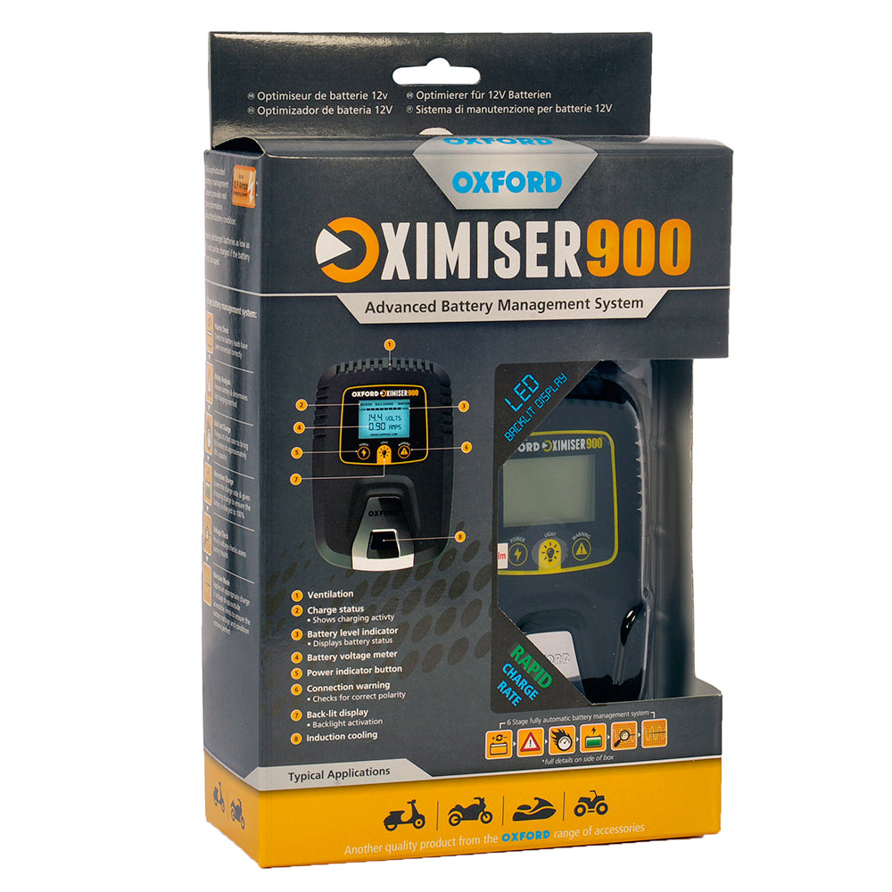 OXFORD OXIMISER 900 MOTORCYCLE / BIKE 12V BATTERY TRICKLE CHARGER OPTIMISER