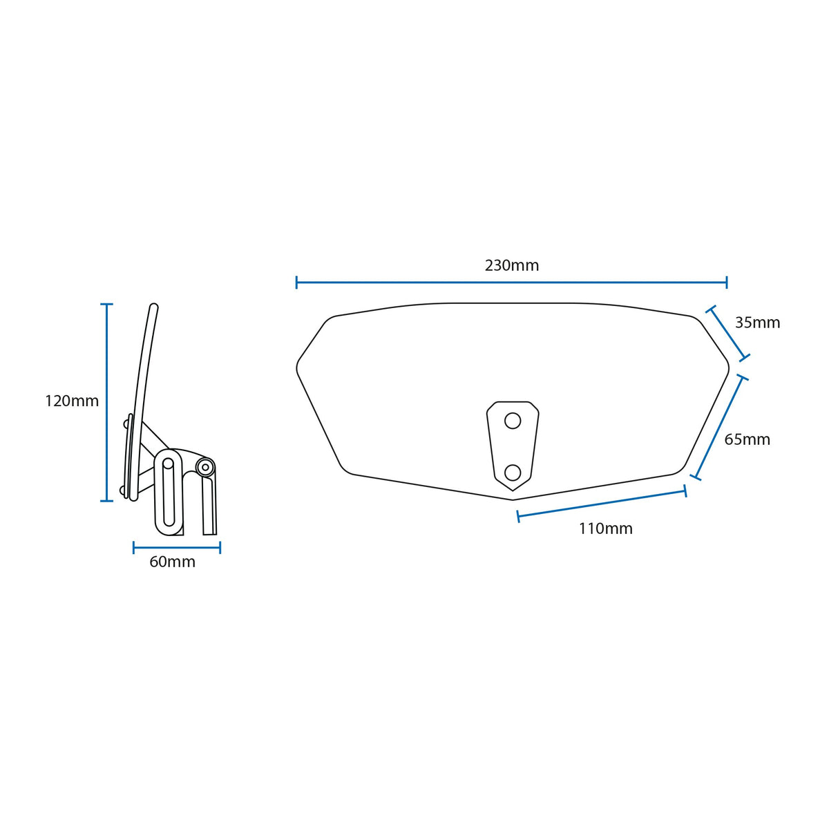 OXFORD CLIP ON WINDSHIELD CLEAR FOR MOTORCYCLE MOTORBIKE SCREENS - 260 X 125MM