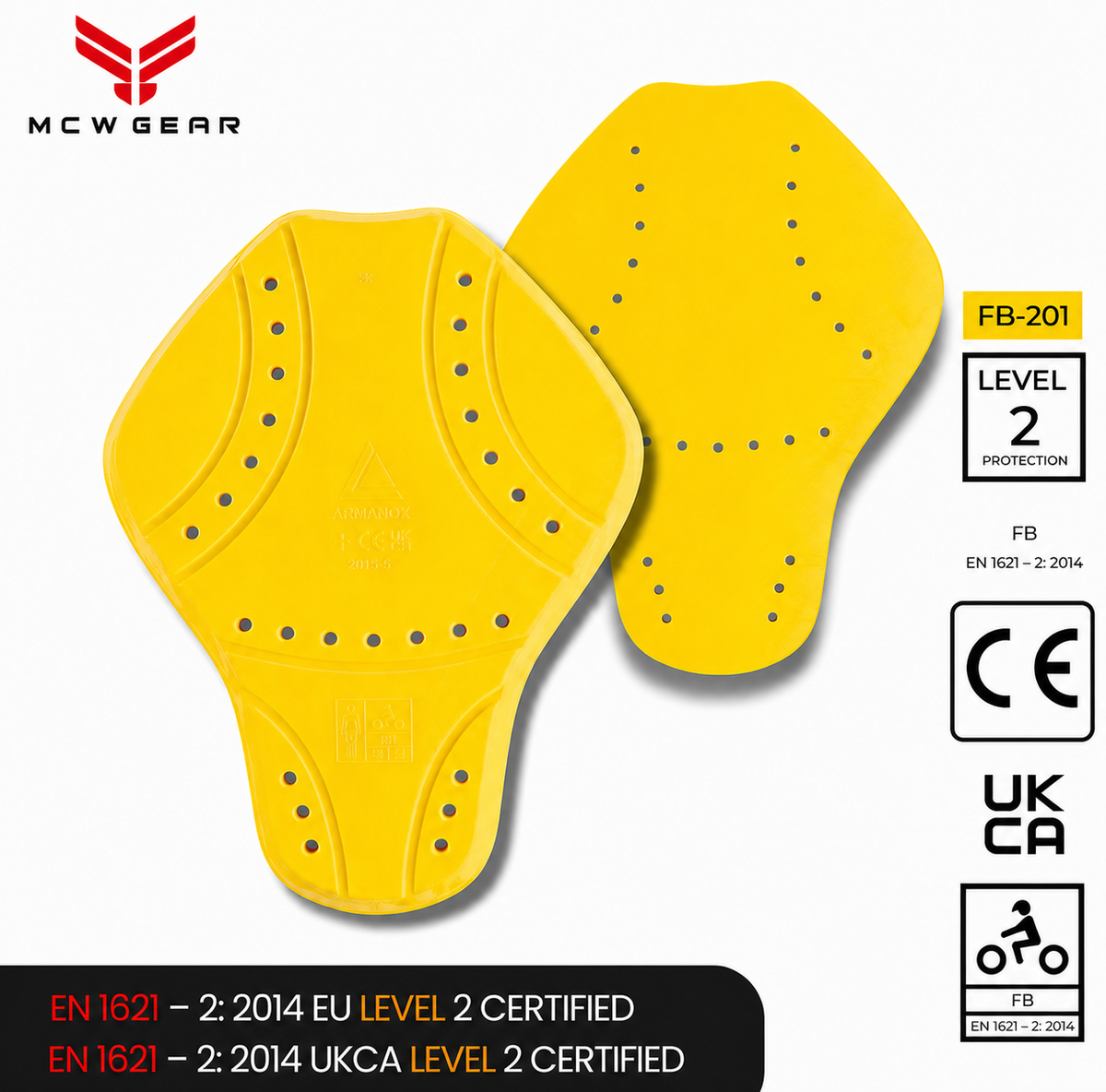 MCW Gear FB-201 Motorcycle Back Protector Insert – CE Level 2 & UKCA Certified - Hamtons Direct