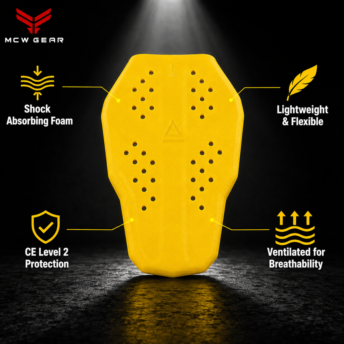 MCW Gear FB 203 CE Level 2 Motorcycle Back Protector Insert – Flexible, Lightweight & Breathable Armour Pad