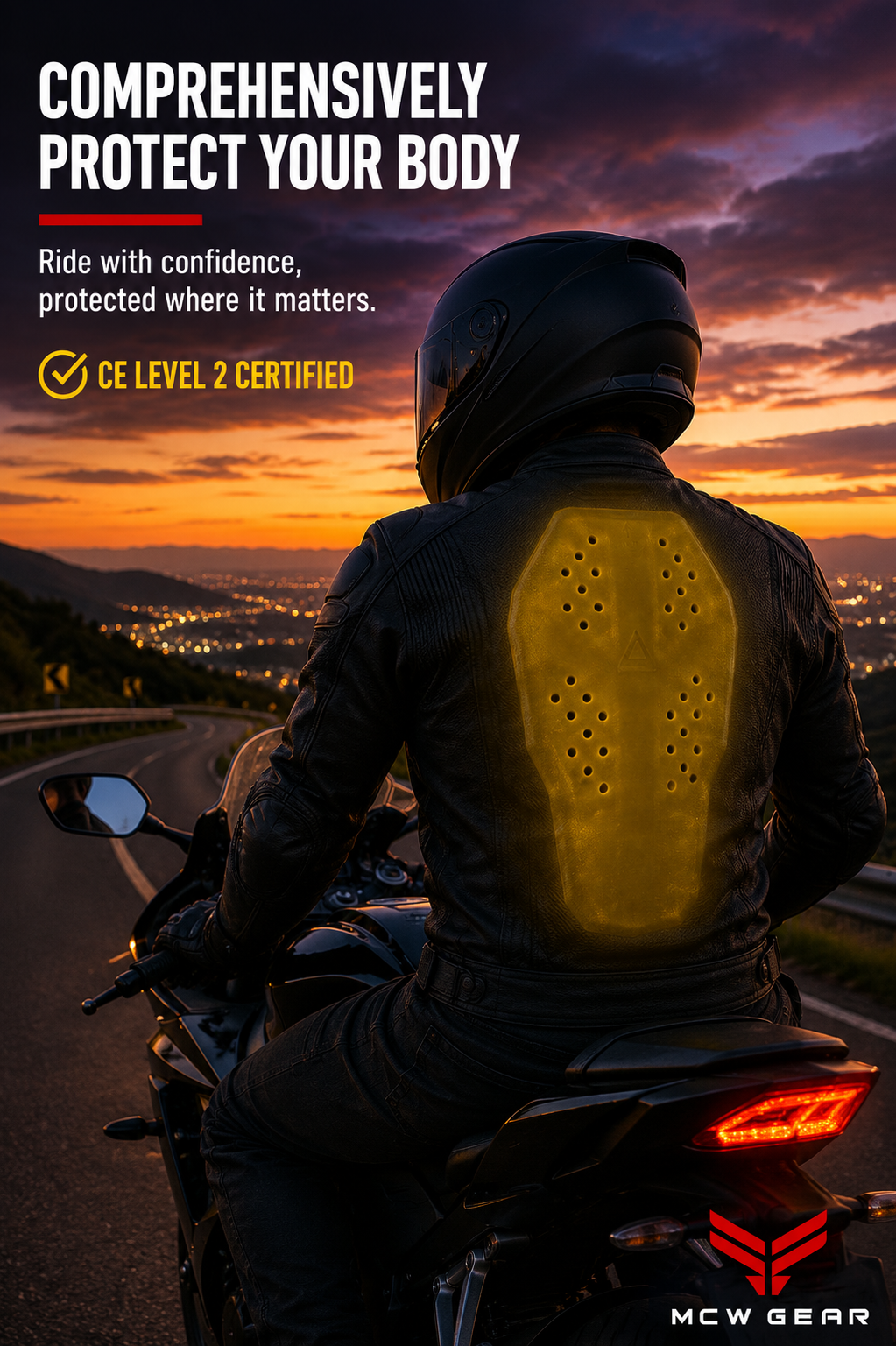 MCW Gear FB 203 CE Level 2 Motorcycle Back Protector Insert – Flexible, Lightweight & Breathable Armour Pad