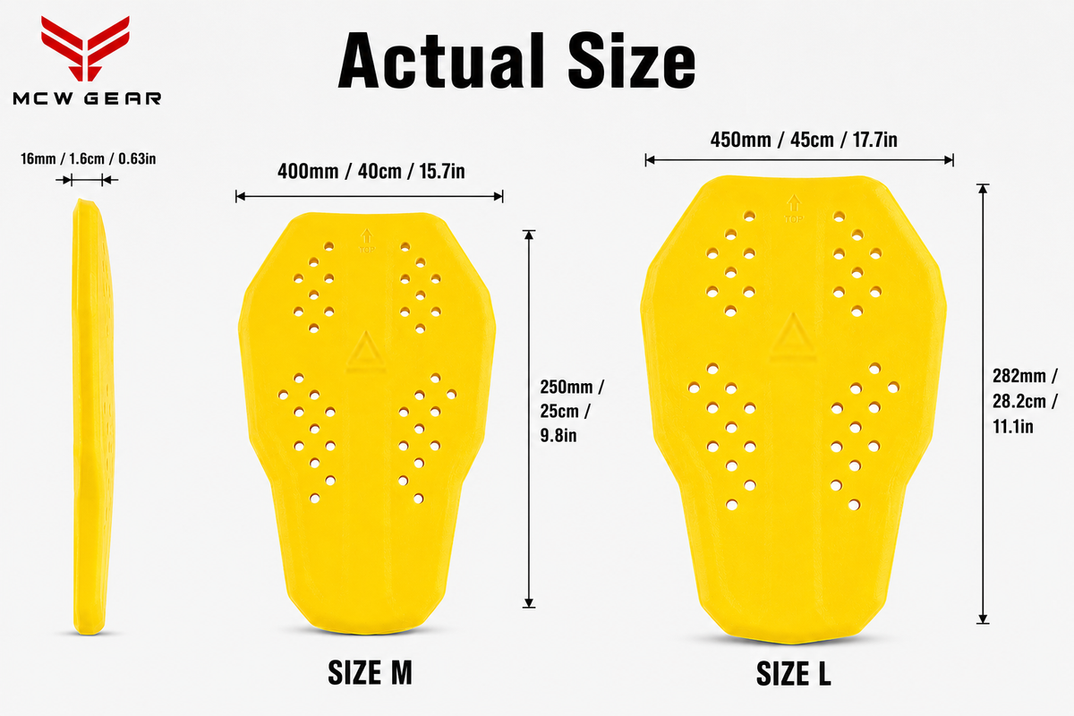 MCW Gear FB 203 CE Level 2 Motorcycle Back Protector Insert – Flexible, Lightweight & Breathable Armour Pad