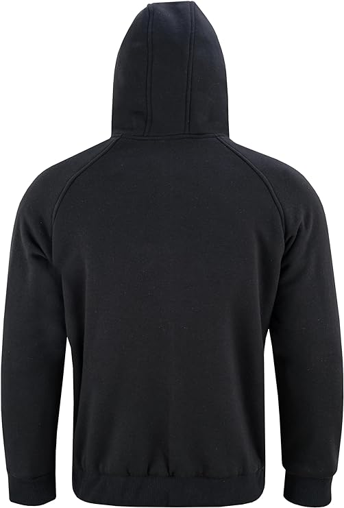 Motorcycle Motorbike Armoured Black Hoodie Hoody Fleece Jacket Zip Up Removable Armour - Hamtons Direct