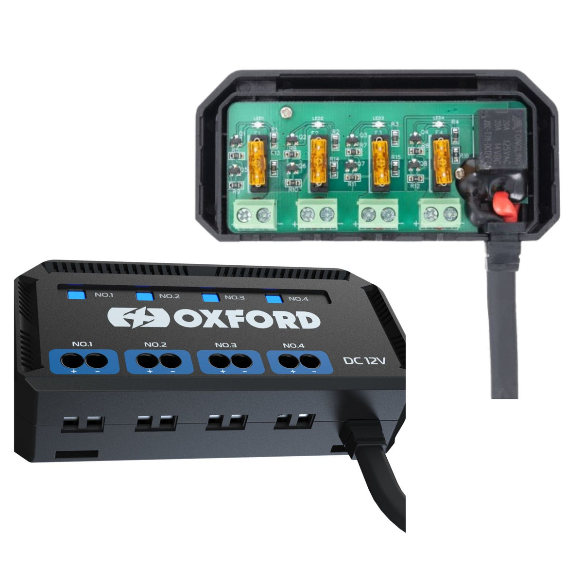 OXFORD MOTORBIKE MOTORCYCLE JUNCTION BOX 12V WITH FUSED POWER OUTLETS
