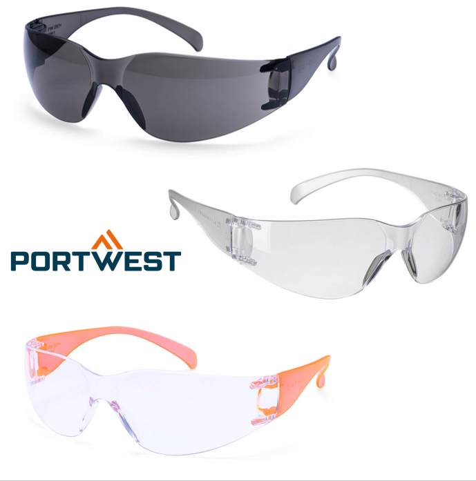 Portwest PW32 Safety Glasses | Smoke Lens Wrap Around Eye Protection with UV & Anti-Scratch