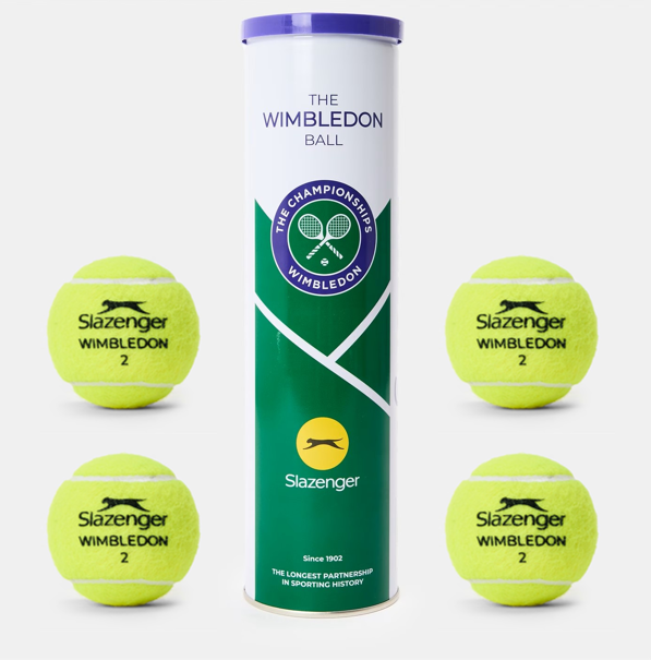 Slazenger Wimbledon Official Tennis Balls 4 Pack | ITF Approved All Court | Championship Quality