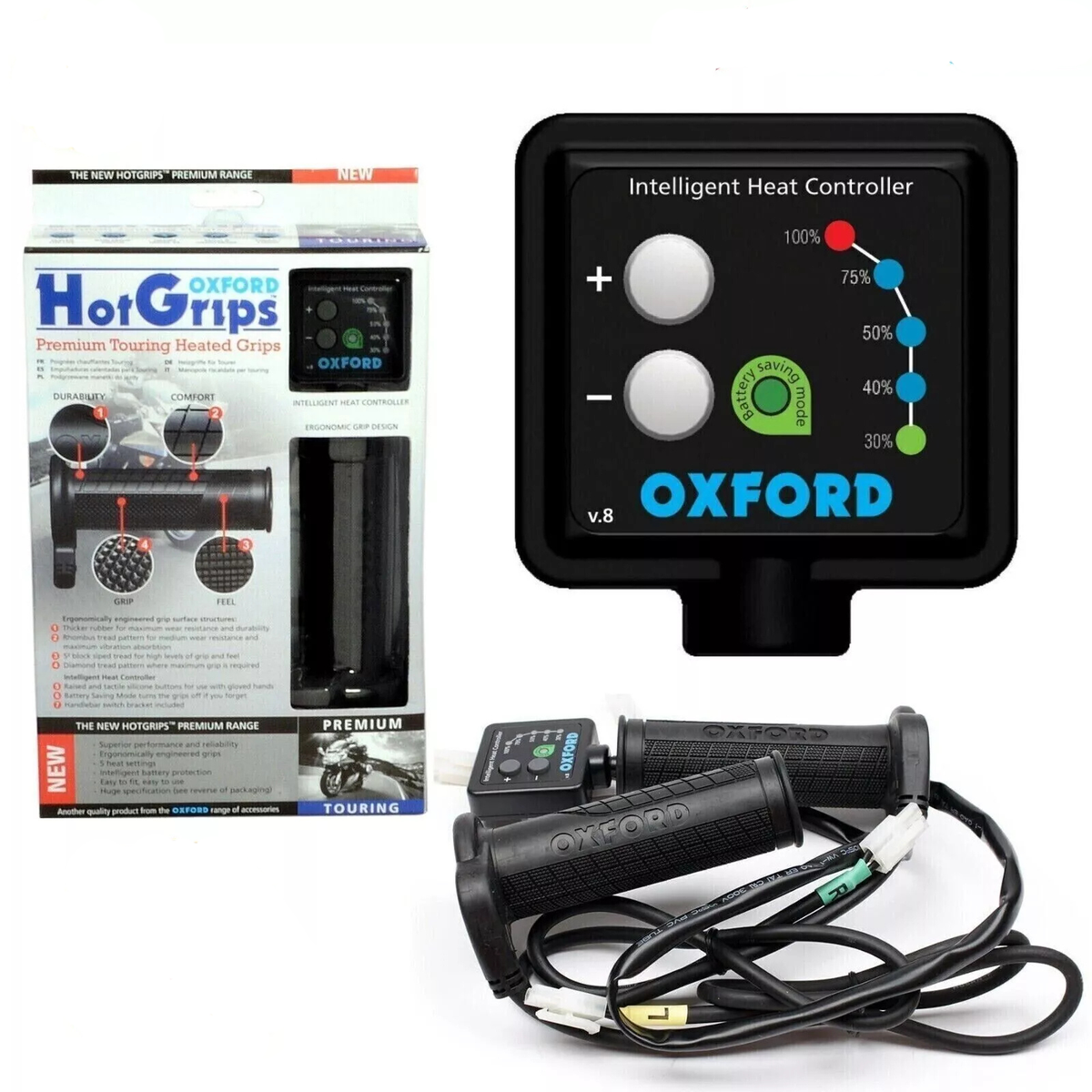 Oxford HotGrips Premium Sports - Heated Motorcycle Grips 22mm | UK