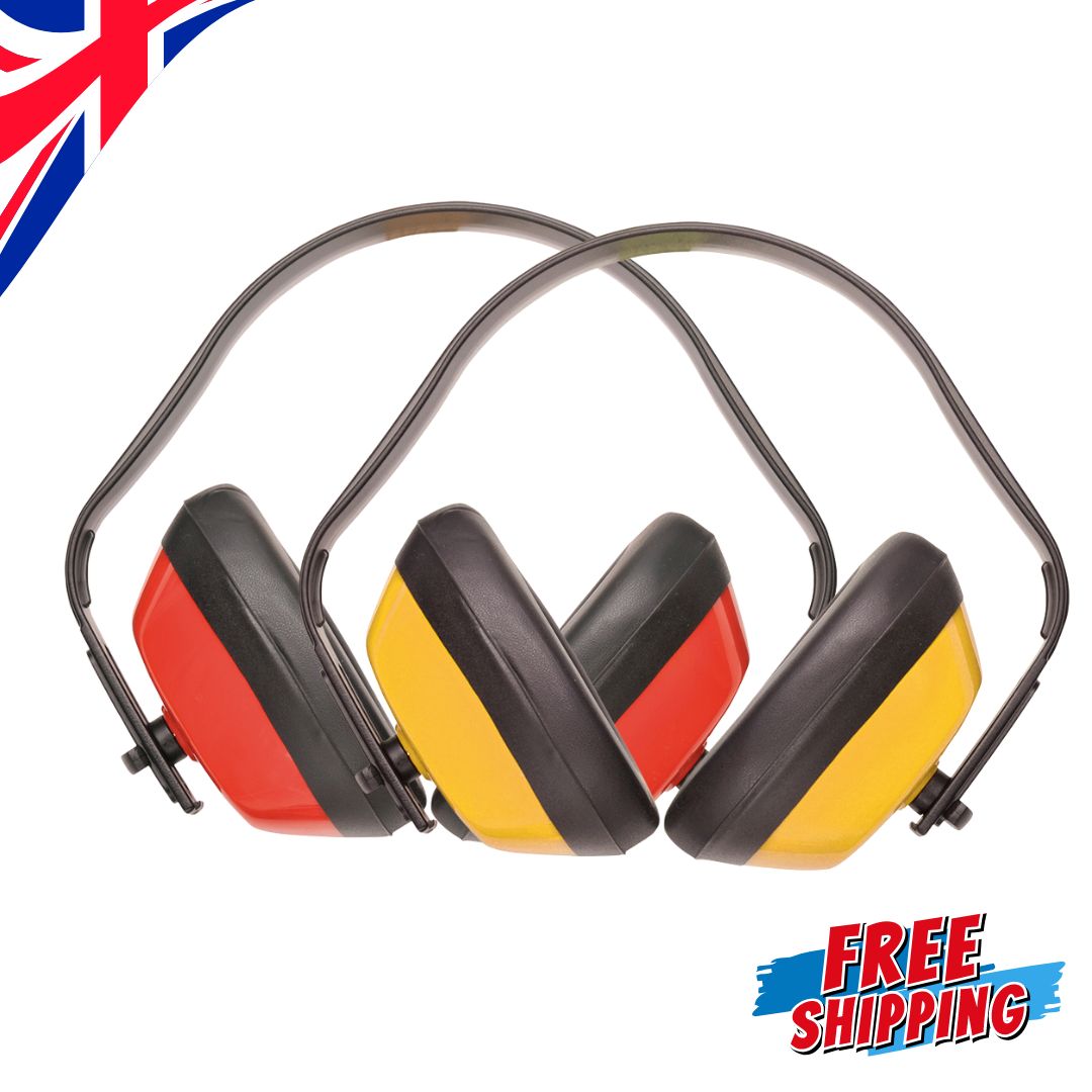 PORTWEST PW40 CLASSIC EAR DEFENDERS RED AND YELLOW EAR PROTECTION HEADSET