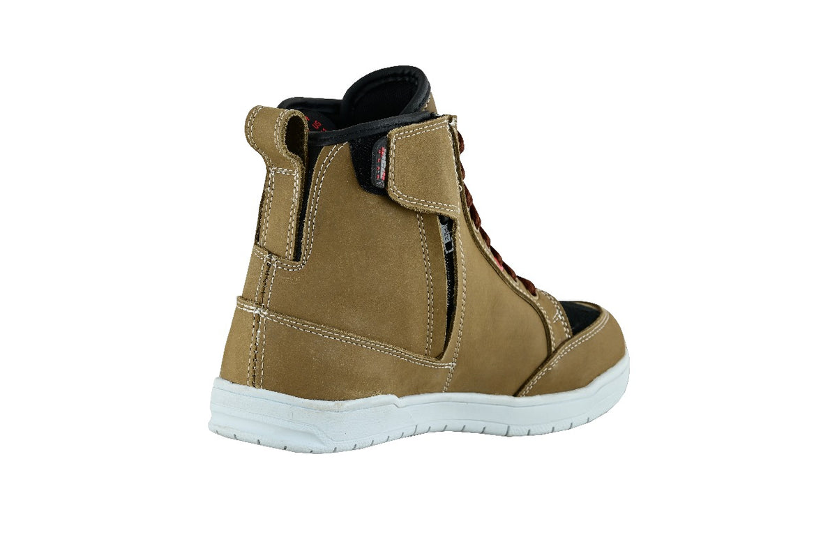 MCW Gear Mens Brown Leather Motorcycle Motorbike Racing Touring Sneaker Boots Biker Shoes
