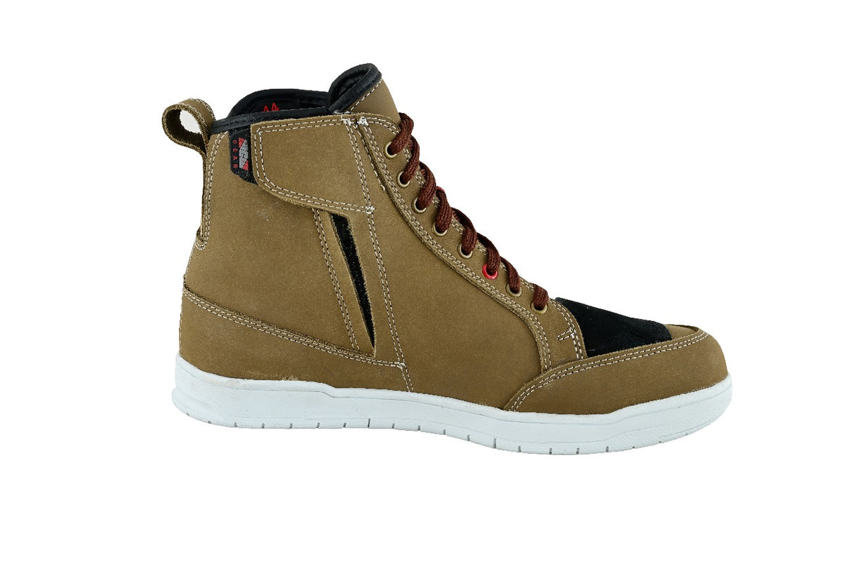 MCW Gear Mens Brown Leather Motorcycle Motorbike Racing Touring Sneaker Boots Biker Shoes