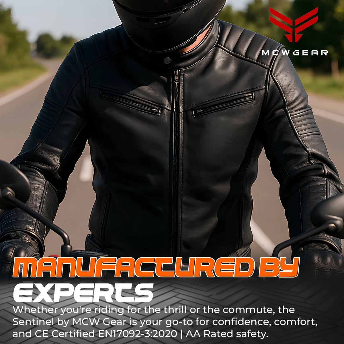 Men's Genuine Cowhide Leather Motorcycle Jacket CE AA Certified Armanox Level 2 Armour S-3XL