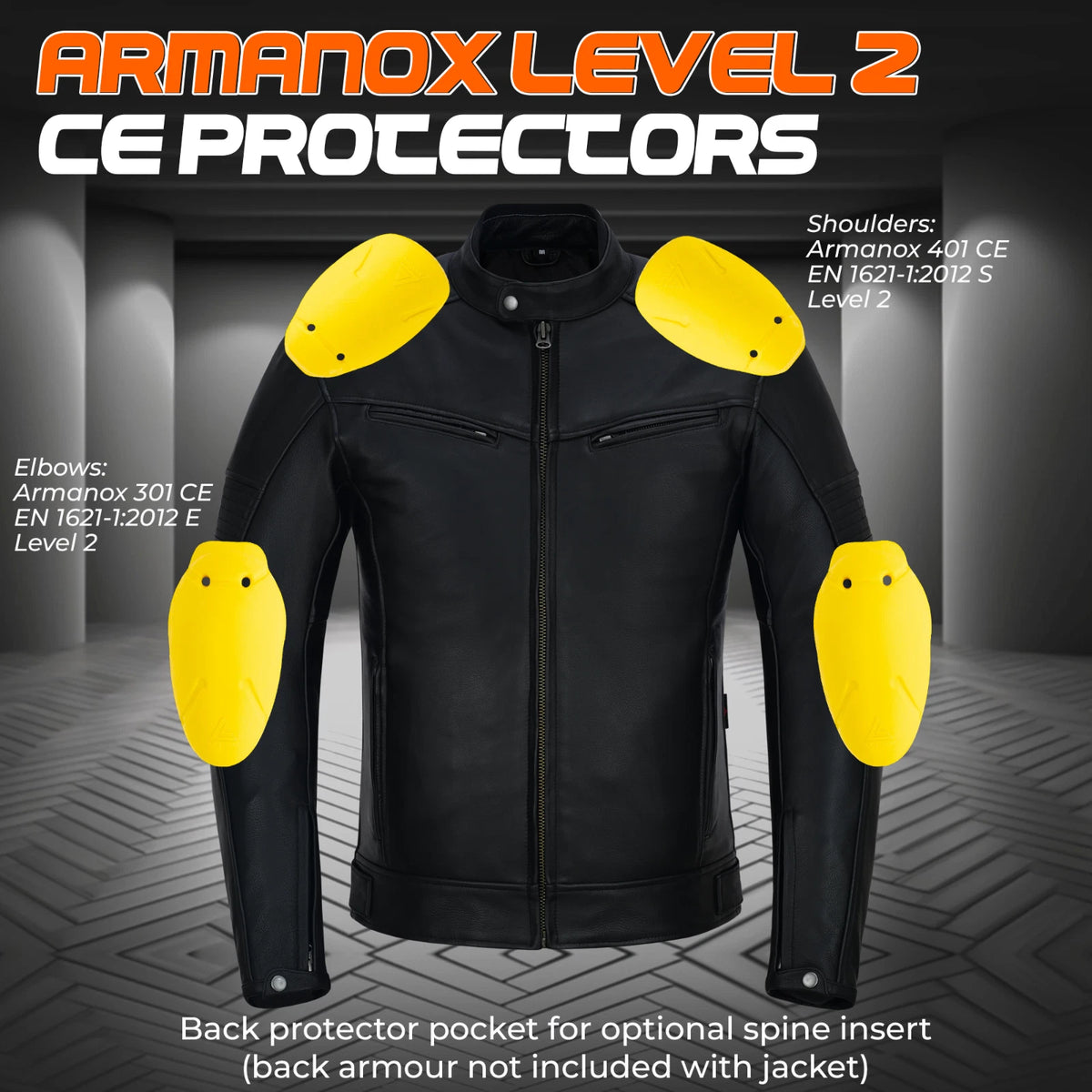 Men's Genuine Cowhide Leather Motorcycle Jacket CE AA Certified Armanox Level 2 Armour S-3XL