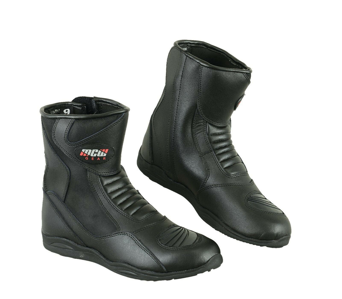 MCW Gear Black Leather Motorcycle Motorbike Waterproof Race Boots Winter New - Hamtons Direct