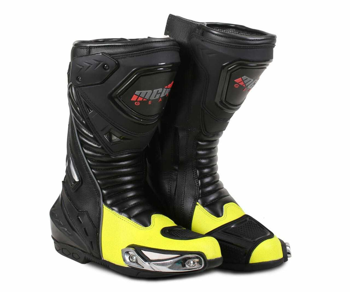 REAL LEATHER HIGH TECH MENS LONG MOTORBIKE MOTORCYCLE RACING SPORTS SHOES BOOTS - Hamtons Direct