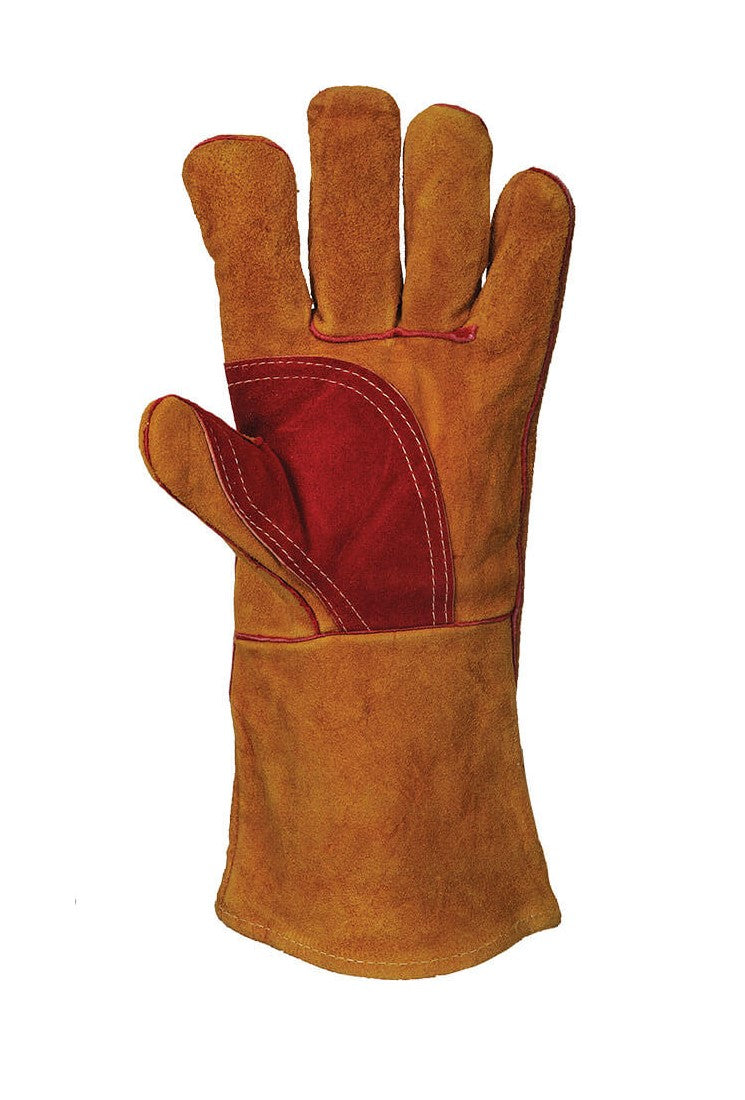 PARA-ARAMID LEATHER GLOVE WELDING REINFORCED GAUNTLET CE HAND PROTECTION - Hamtons Direct