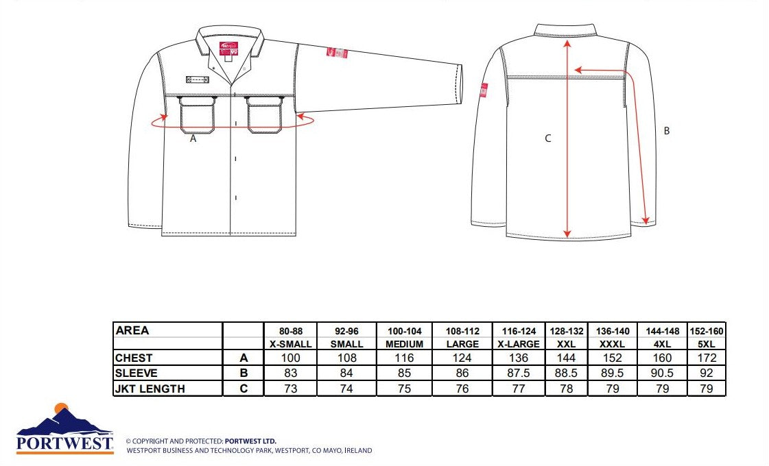 Portwest Bizweld BIZ2 Flame Resistant Welding Workwear Hazard Protection Jacket - Hamtons Direct