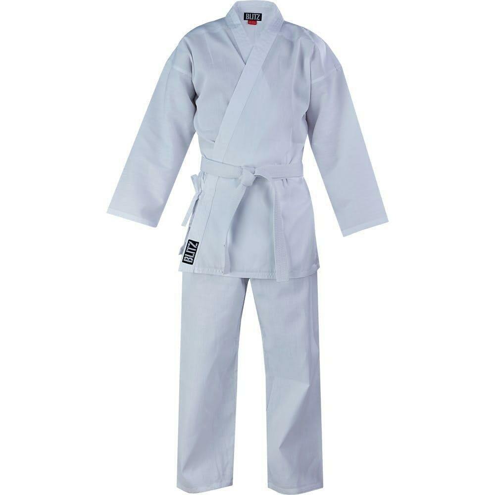 Blitz Kids Lightweight 6oz Karate Gi Children's Student Karate Aikido Uniform Free White Belt - Hamtons Direct