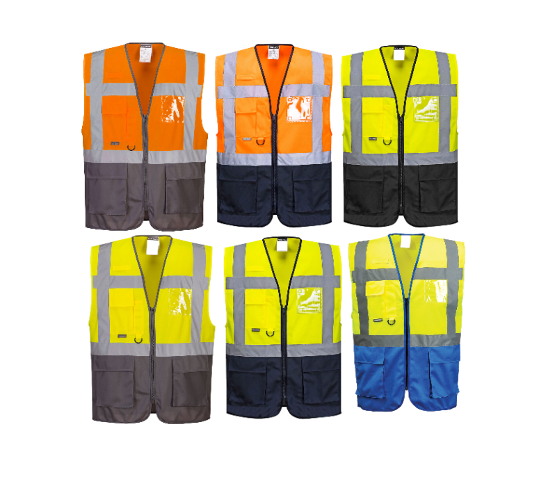 PORTWEST Warsaw Executive Vest Hi Vis Safety Waistcoat Zip ID Holder C476 - Hamtons Direct