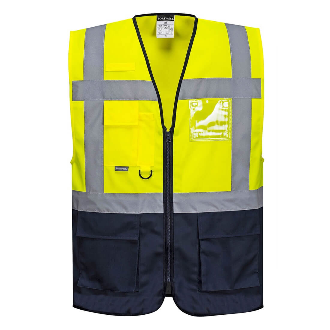 PORTWEST Warsaw Executive Vest Hi Vis Safety Waistcoat Zip ID Holder C476 - Hamtons Direct