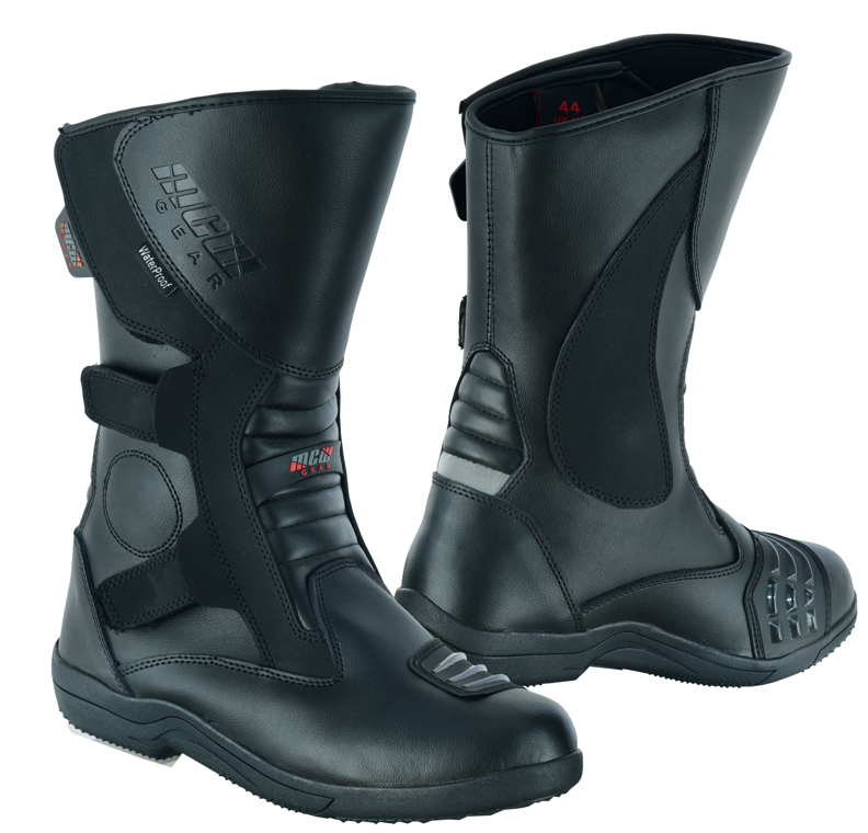 MCW Gear Black Leather Motorcycle Motorbike Waterproof Race Boots Winter New - Hamtons Direct