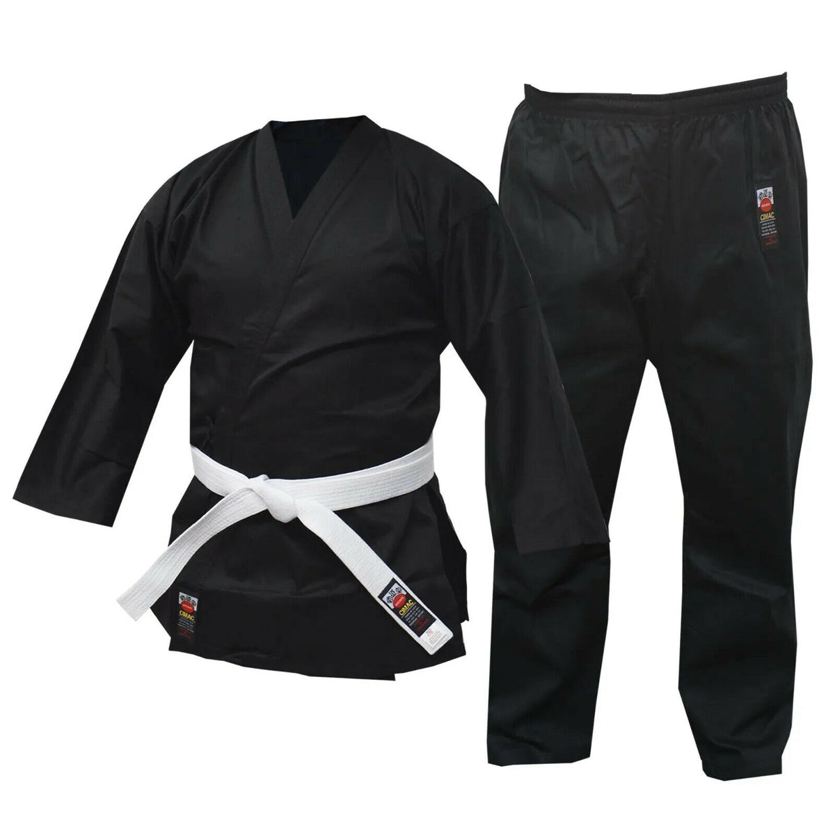 Cimac Students Karate Black Suit Adults Children's Boys Girls Free White Belt - Hamtons Direct