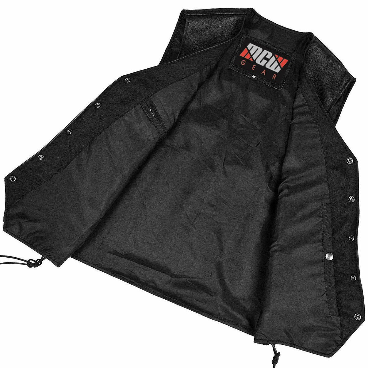 Men's Genuine 100% Real Leather Black Vest Motorbike Motorcycle Biker Waistcoat - Hamtons Direct