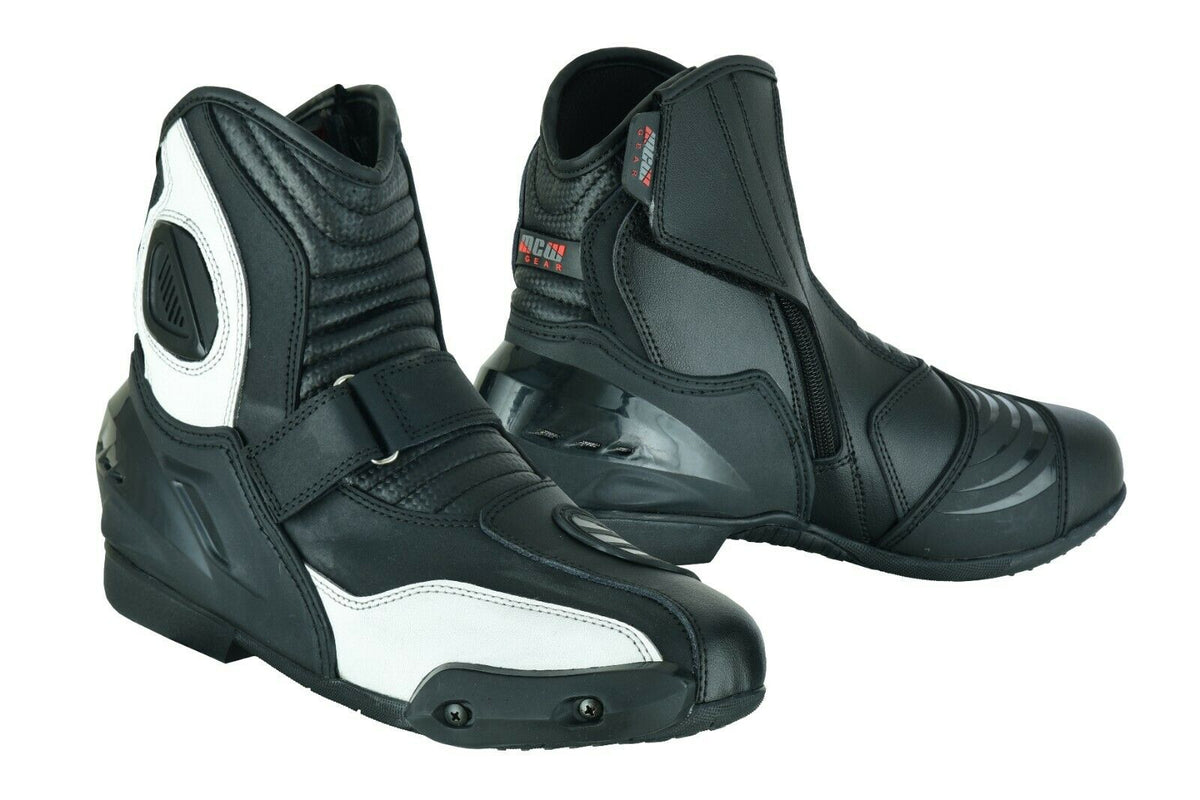 REAL LEATHER HIGH TECH MENS SHORT MOTORBIKE MOTORCYCLE RACING SPORTS SHOES BOOTS - Hamtons Direct